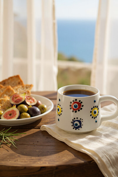 Barbarossa Handmade Evil Eye Patterned Ceramic Coffee Cup – the Most Beautiful Form of Hot Drinks