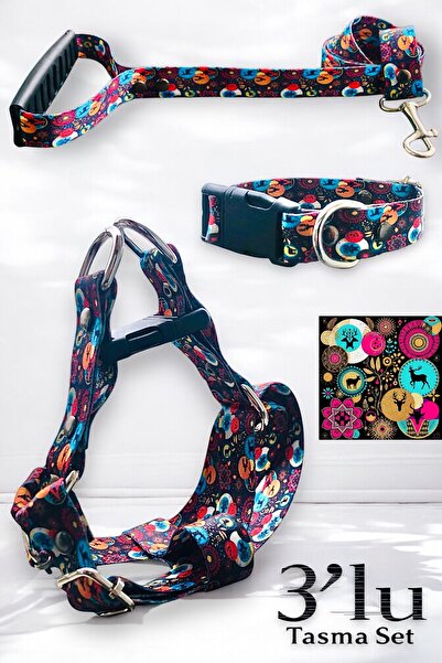 Angelapets KÖPEK TASMA SETİ 3'LÜ ( GÖĞÜS TASMASI BOYUN TASMASI GEZDİRME KAYIŞI )