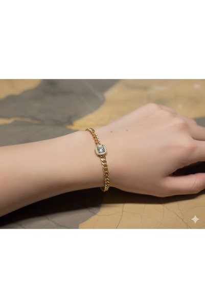 Jewerly Women's Diamond Stone Chain Steel Bracelet