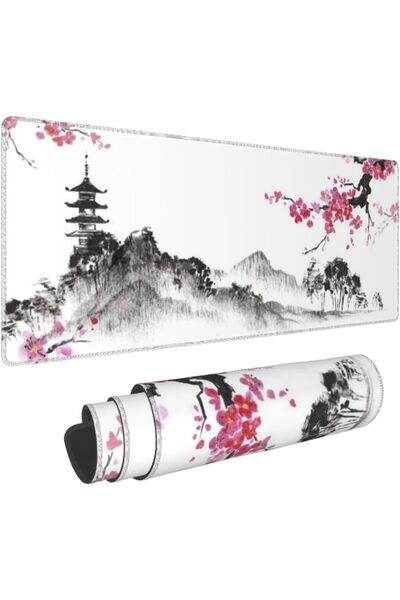 KASTWAVE وسادة ماوس ألعاب Cherry Blossom - وسادة مكتب كبيرة ممتدة، حواف مخيطة...