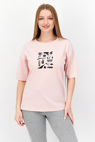 Puma Women Sportswear Fit Short Sleeves Running T-Shirt, Pink/Black