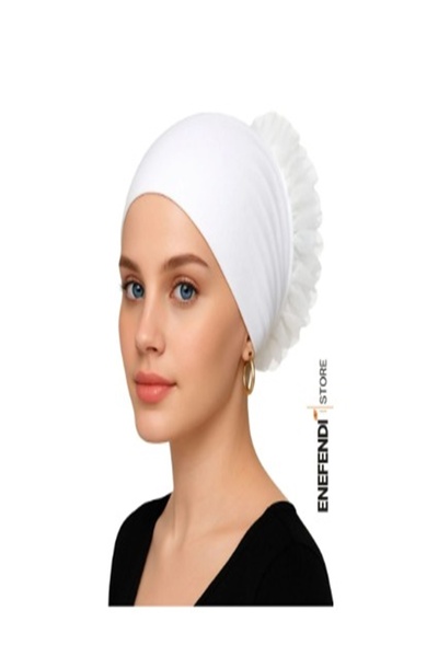 NF ND ENEFENDİ 4 Pieces of Silicone Frilly Stretch Fabric Bonnet Non-Slip Bun Bonnet Stitch-Free (Black•White•Cream•Navy Blue)