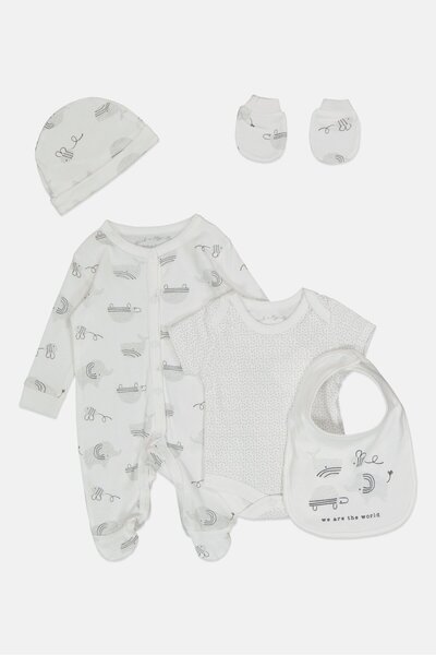 Rock A Bye Baby Boutique طقم ملابس داخلية للأولاد الصغار، مكون من 5 قطع، مريل...