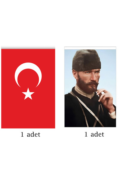 bayrakal Atatürk Ve Türk Bayrağı Ikili Set 50x75cm