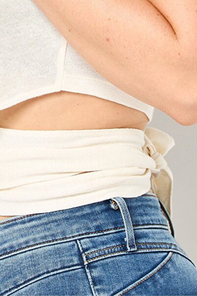 Karl Lagerfeld Women Crew Neck Short Sleeve Embroidered Logo Crop Top, Off WHITE