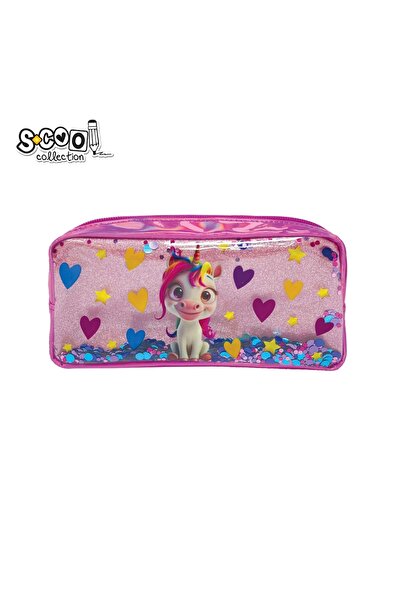 S COOL Penar tip poștă cu paiete, 1 fermoar, UNICORN, 22x11x5.5 cm - S-COOL