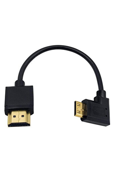 Duttek Mini HDMI to Standard HDMI Cable, Ultra-thin 90° Left Angle, 15 cm (6i...