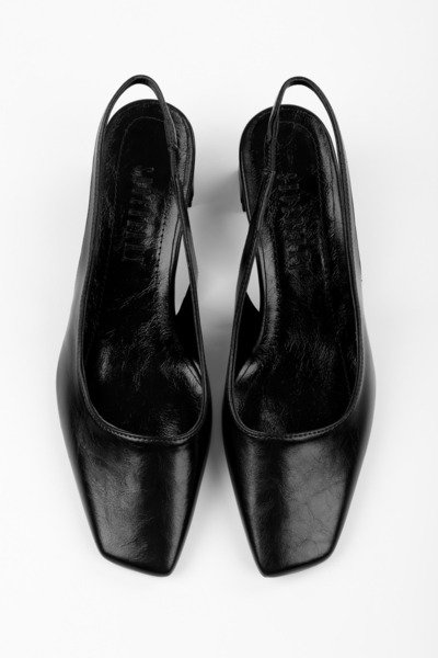 Shoeberry Women's Vinte Black Leather Blunt Toe Stiletto