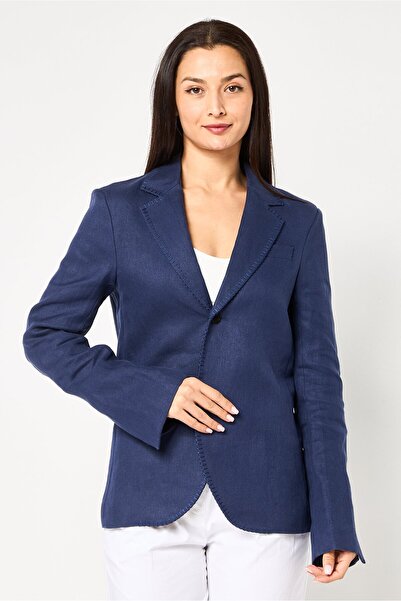 Karl Lagerfeld سترة نسائية سادة بقصّة عادية من كينيث، لون أزرق داكن