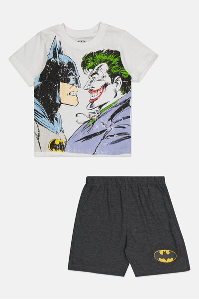 Batman Toddlers Boy 2 Pieces Graphic Print T-Shirt With Bottom Sleepwear Set, Multicolor