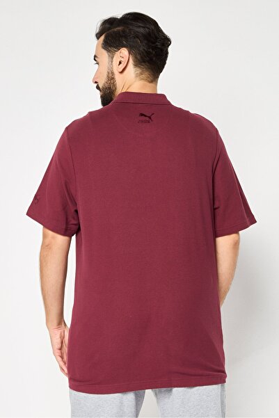 Puma x One8 Men Sportswear Fit Short Sleeve Outdoor Polo Shirt, Dark Red