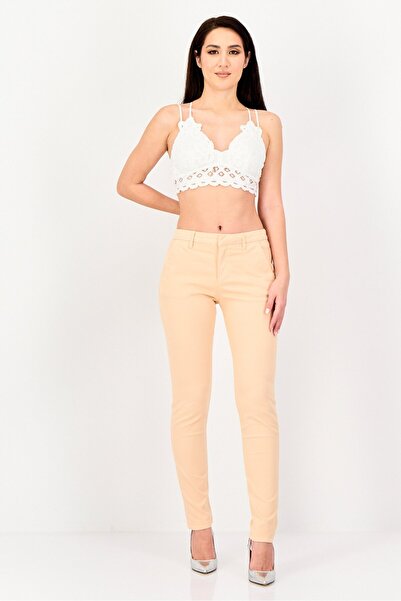 Reiko Women Regular Fit Solid Stretchable Chino Pants, Peach