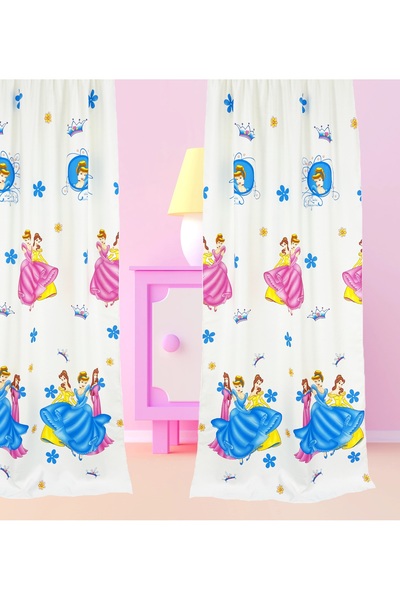 OEM Set of 2 curtains with drapes, 2x115x230 cm, princess pattern, multicolor
