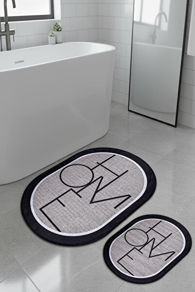 ALAS Digital Printed 2-Piece Toilet Set Non-Slip Base Bathroom Mat