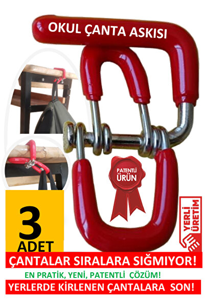 mintikbirler School Bag Hanger 3 Pieces Student Desk Hanger Organizer Apparatus