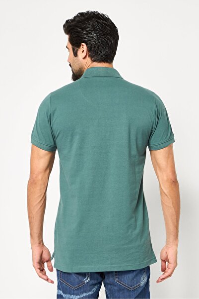 Cerruti 1881 Men Regular Fit Embroidered Logo Short Sleeve Polo Shirt, Pine Green