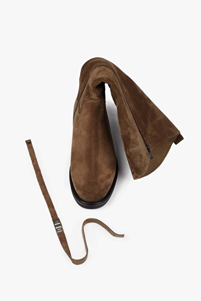 Shoeberry Women's Arlina Tan Genuine Suede Leather Boots