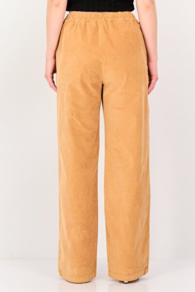 Reiko Women Baggy Fit Velvet Wide Leg Pants, Light Brown