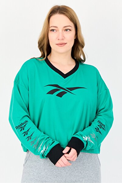 Reebok Women Sportswear Fit Long Sleeves Outdoor T-Shirt, Green