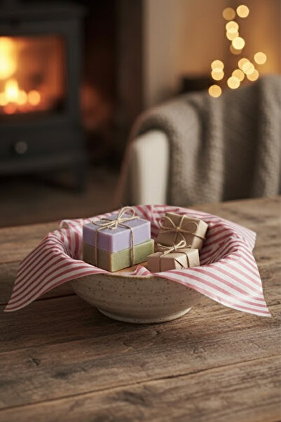 OLİ Art ورق بيلور رفيع مخطط باللونين الأحمر والأبيض 70x100 سم - 65 قطعة |   هدية، تغليف، ورق السنة الجديدة