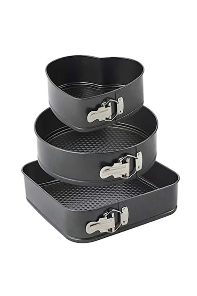 Axroad Mall Set de 3 tăvi de copt (inimă/rotunde/pătrate), 22/24/26 cm, oțel ...