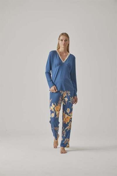 Relax Mode Kadın V Yaka Pijama Takımı - 10773