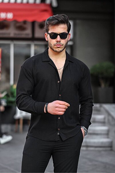 OTAKU 3-Piece Men's Corded Fabric Ottoman Long Sleeve Shirt Set