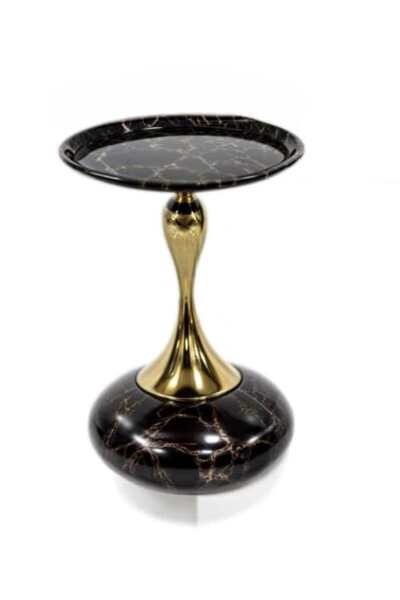 Generic Single Coffee and Tea, Tray Side Table with colour Gold and Black Steel
