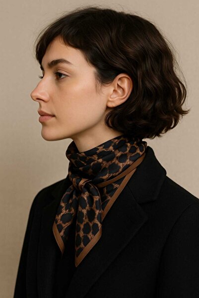 Netodak وشاح باندانا بنمط الفهد البني غير قابل للانزلاق ولا ينزلق