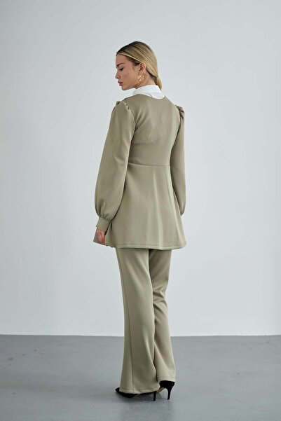 Molly Nelly Women's Side Tie Scuba Hijab Blouse Pants Set