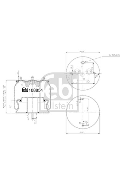 FEBI BILSTEIN Burduf Suspensie Pneumatica Punte Fata Scania G 1/K - Series/P 1