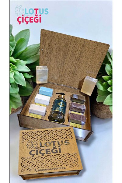 LOTUS ÇİÇEĞİ مجموعة صابون حلب ديفين – 6 صابونات عطرية صلبة + 1 صابون سائل، هد...