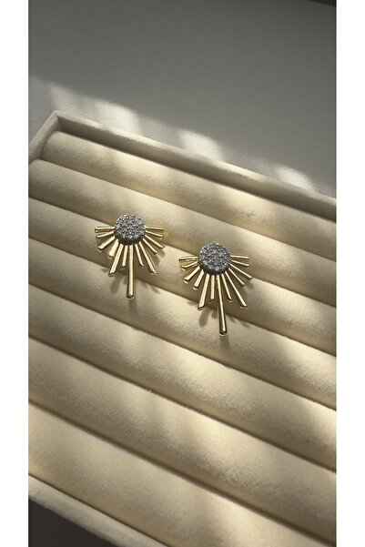 Takı Harmonisi Gold Işıltılı Güneş Işını Küpe