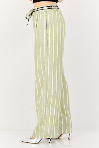 JDY Women Regular Fit Stripe Belted Wide Leg Pants, Multicolor