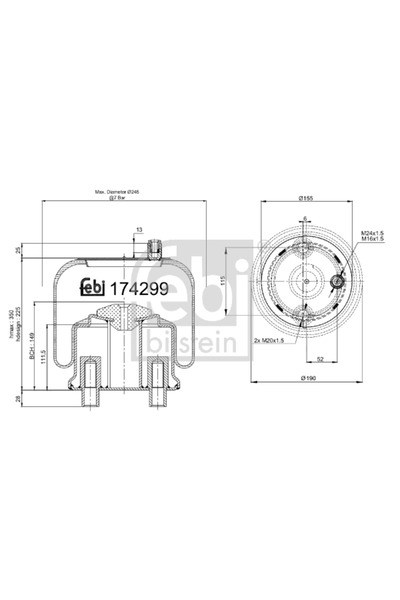 FEBI BILSTEIN Въздушни окачващи маншони на предния мост на Mercedes-Benz Atego