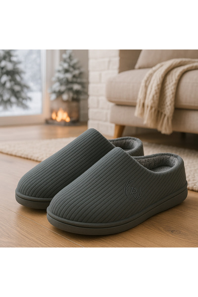 ALB TERLİK AYAKKABI SAN. TİC. LTD. ŞTİ. Зимові домашні капці з підошвою для чоловіків - м'яка підошва, тепла, безшумна модель, зручна модель