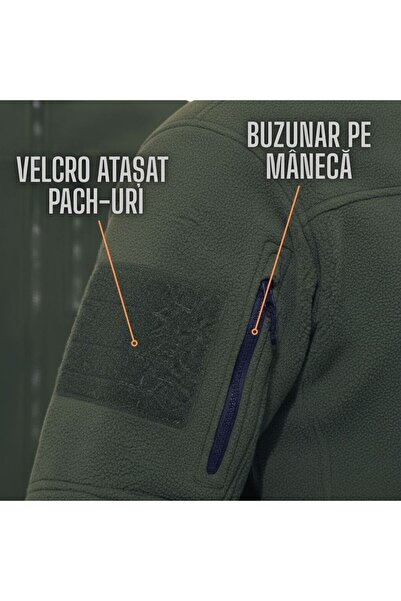Hipolar Tactical Polar Fleece Jacket, Military Khaki Green, Winter