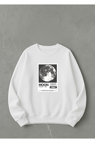 LORVEX Swea tricou MOON POSTER cu imprimeu, oversize, unisex, cu guler rotund