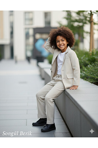 SONGÜLBERİK Boy's Teenage Natural Linen Suit (Organic)