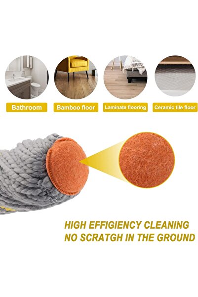 Other KeFanta Self-Wringing Spin Mop, 1.4m Handle, Microfiber for Hardwood, Vinyl, Tile, Marble - Gray