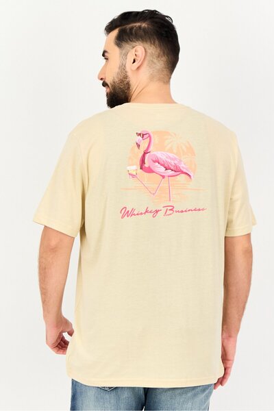 Chaps Men Crew Neck Short Sleeve Graphic Print T Shirt, Beige