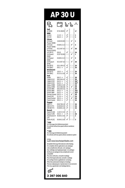 Bosch Lamela Stergator Citroen C4 2/C4 Grand Picasso 1/C4 Picasso 1 Microbus ...