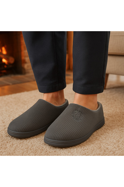 ALB TERLİK AYAKKABI SAN. TİC. LTD. ŞTİ. Зимові домашні капці з підошвою для чоловіків - м'яка підошва, тепла, безшумна модель, зручна модель