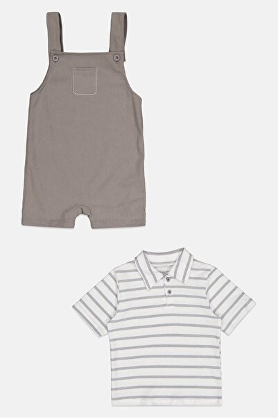 English Laundry Toddlers Boy 2 Piece Stripe Polo Shirt And Romper Set, Multicolor