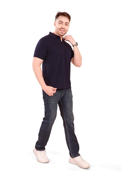 NuhStar Men's Classic Premium Cotton Short Sleeve Polo Shirt, Navy, Comfortable, Classic T-Shirt