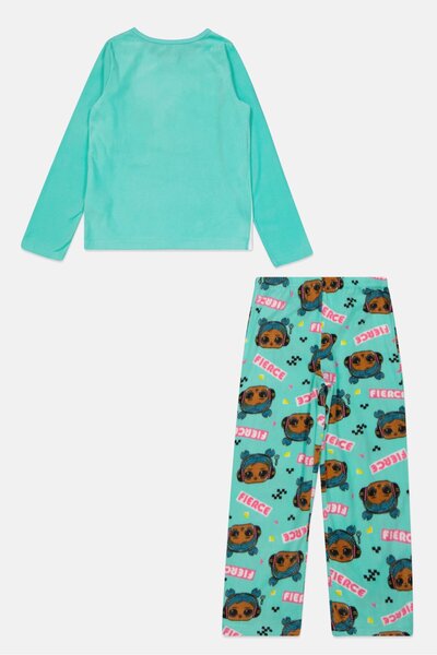 L.O.L. SURPRISE بيجامة للبنات من قطعتين، مطبوعة برسومات جرافيكية، باللون الأبيض