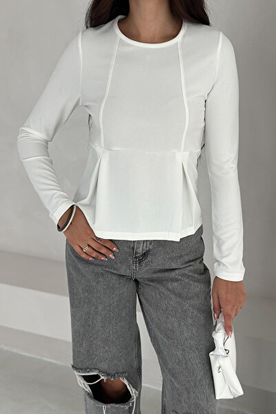 Noa Noa Γυναικεία μπλούζα Premium με λεπτομέρεια ραφής με βολάν – Σχήμα σώματος & Μοντέρνα κοπή