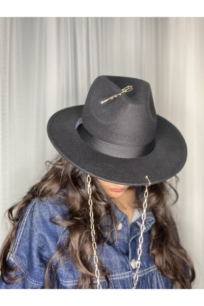 laviyonsa Pălărie Panama de cowboy Fedora cu accesorii de design