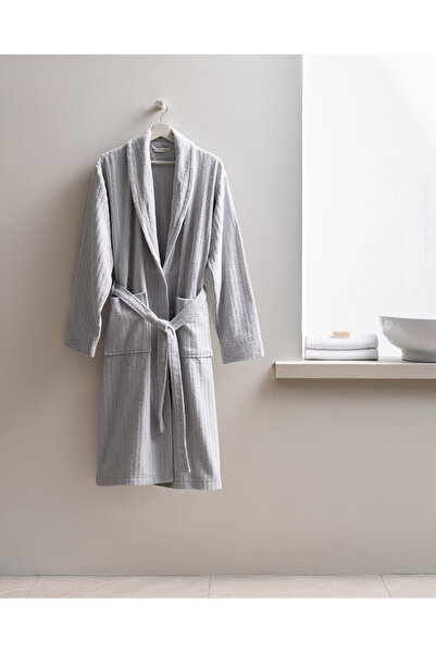 Madame Coco Derin Şalyaka 100% Cotton Men's Bathrobe - Gray
