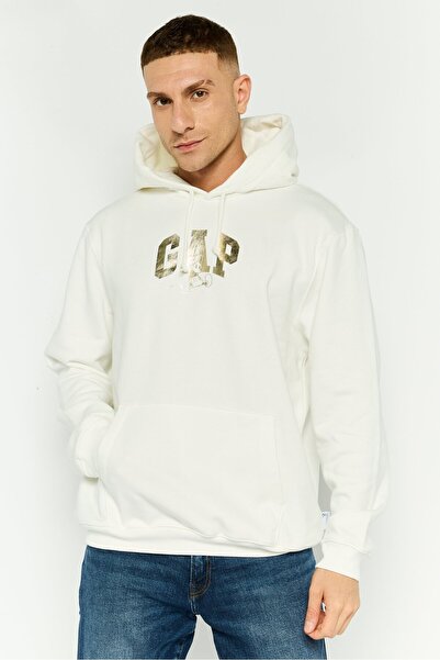 GAP x Disney Men Brand Logo Long Sleeve Hoodie, Off White